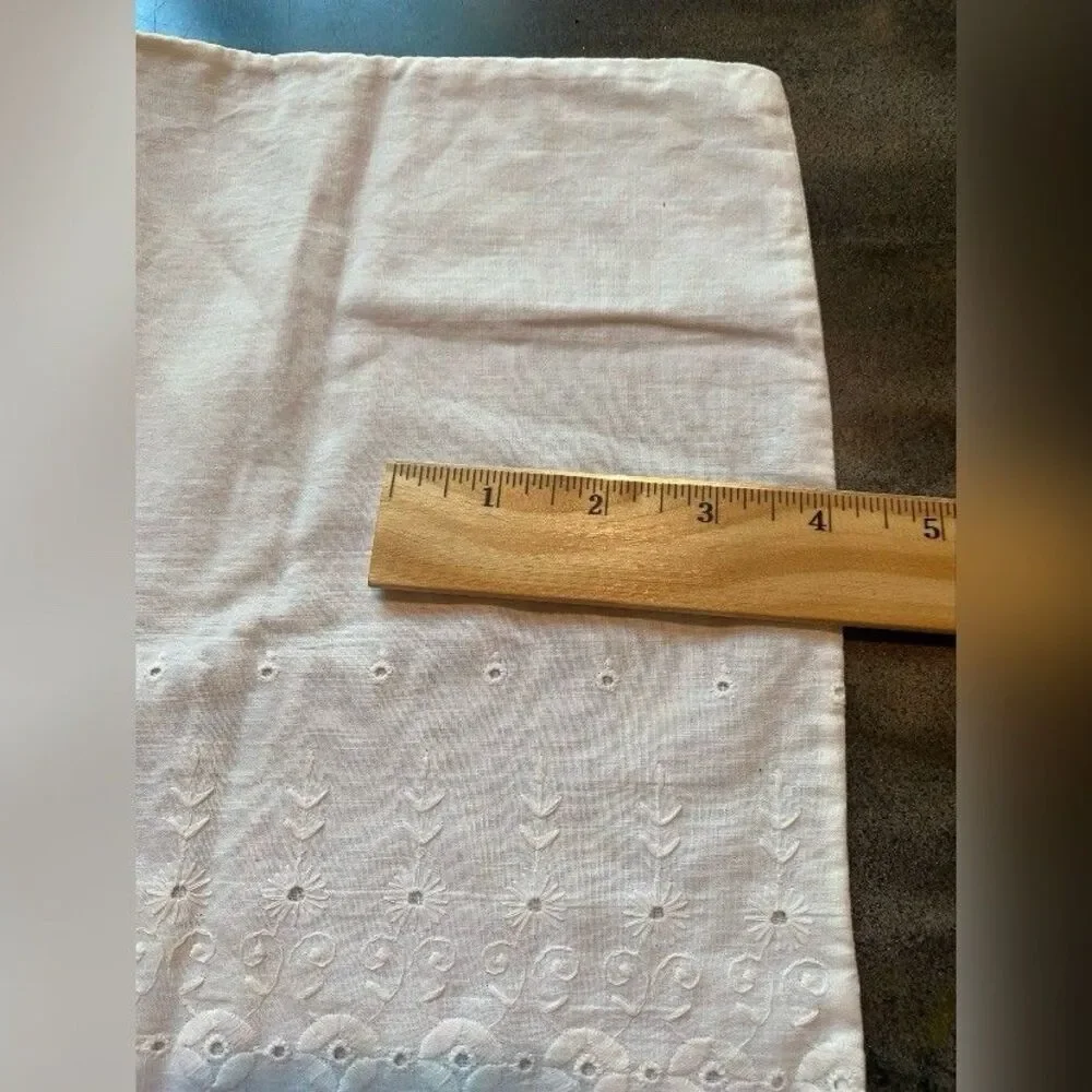 Vintage Baby Crib Pillow Case White Embroidered Cotton 12 X 16”